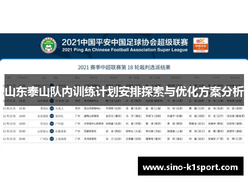 山东泰山队内训练计划安排探索与优化方案分析